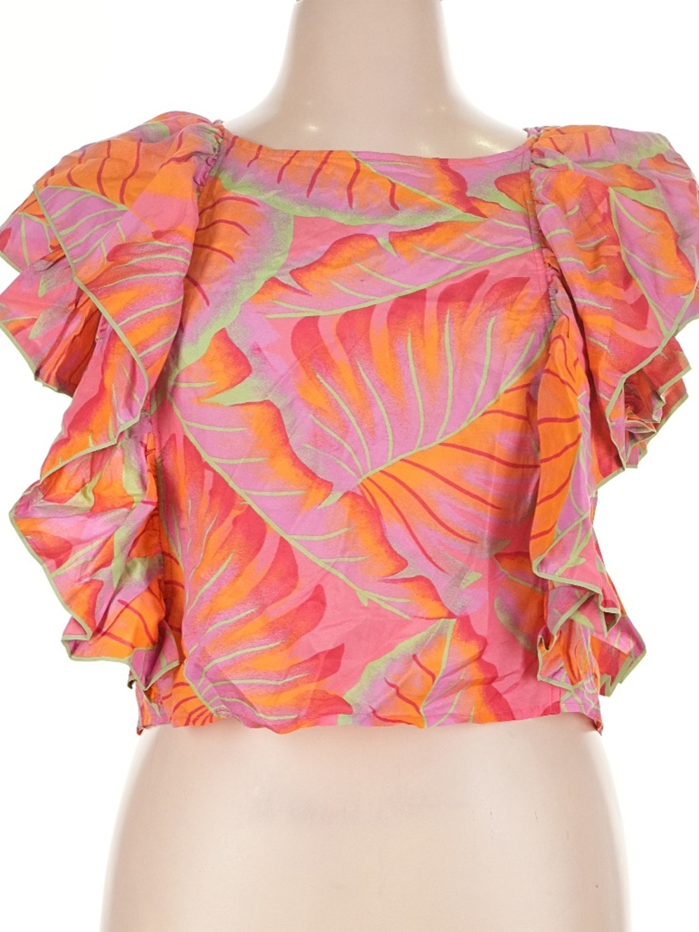 Farm Rio top blouse flutter sleeves Orange pink lilac Size‎ XL